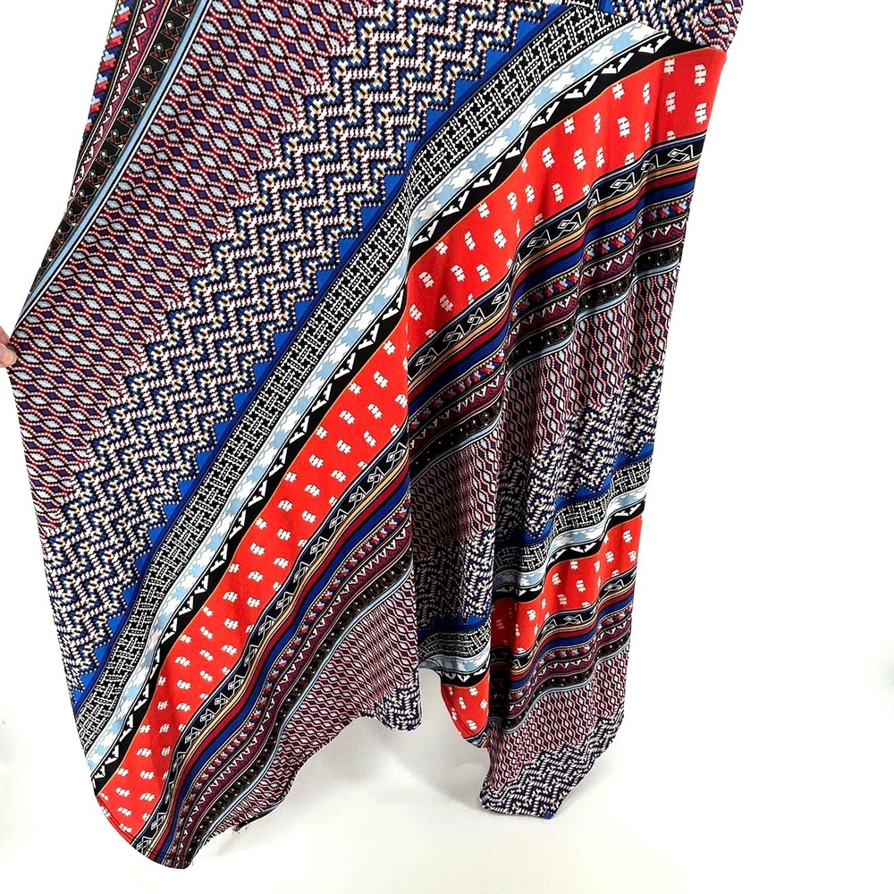 Sunny Leigh Women Large Geometric Southwestern Print Handkerchief Hem Midi Skirt - Picture 4 of 6
